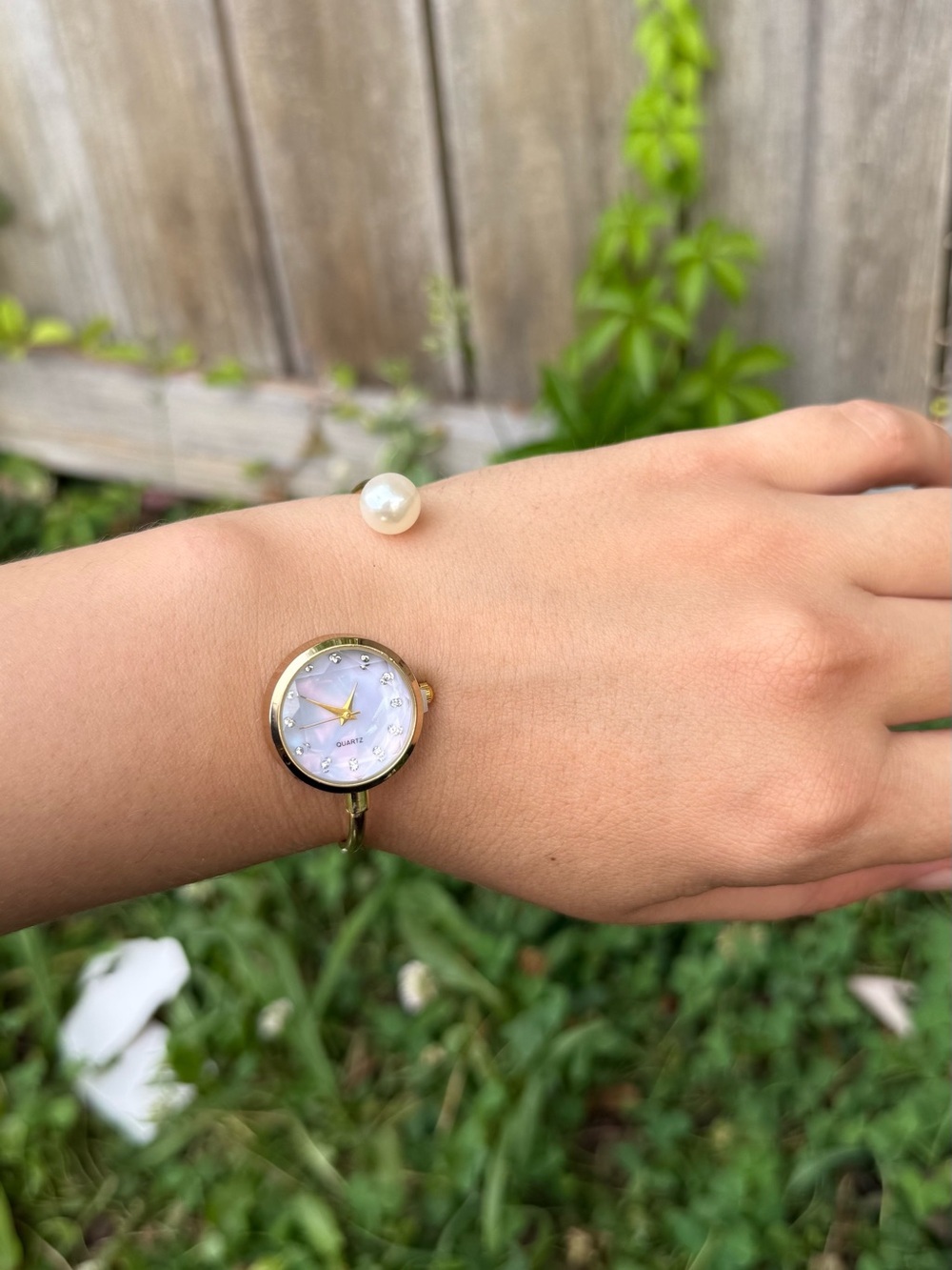 Gold Pearl Women's Bangle Watch - Picture 5 of 5